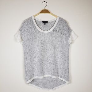 QUINN  Gray & white Italian Yarn Open Knit Boxy Top